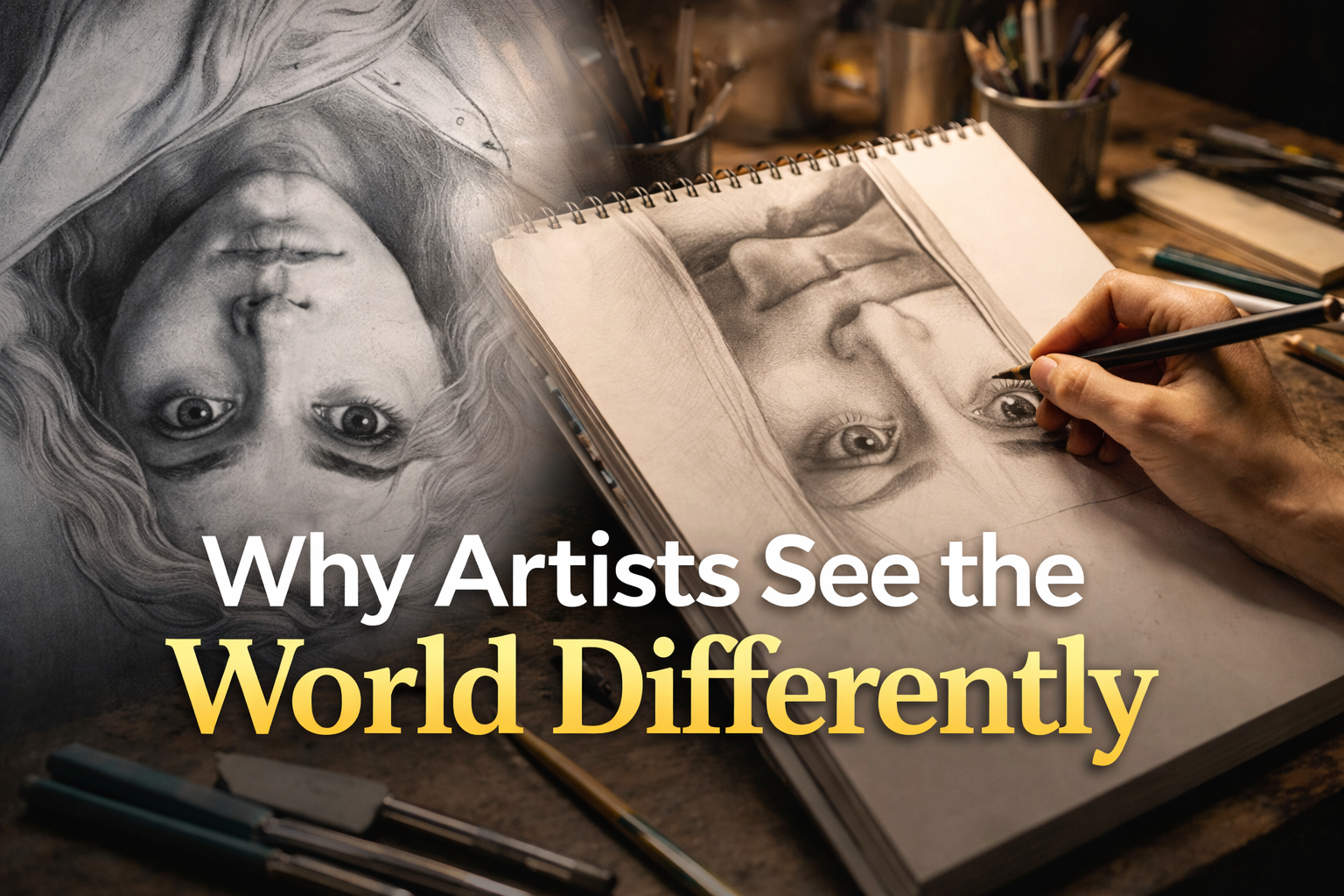 An artist drawing a portrait