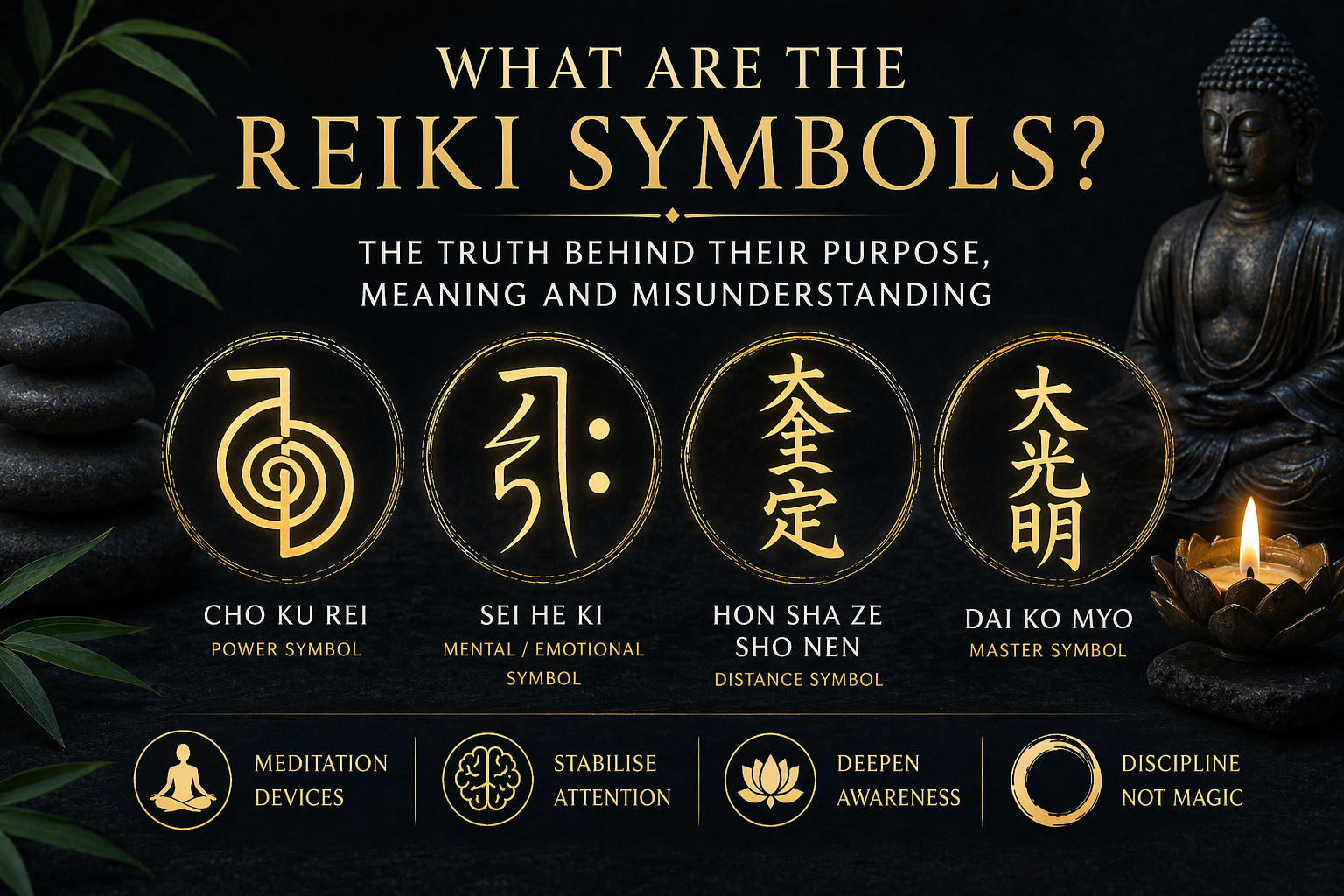 What are the Reiki symbols showing all four traditional symbols