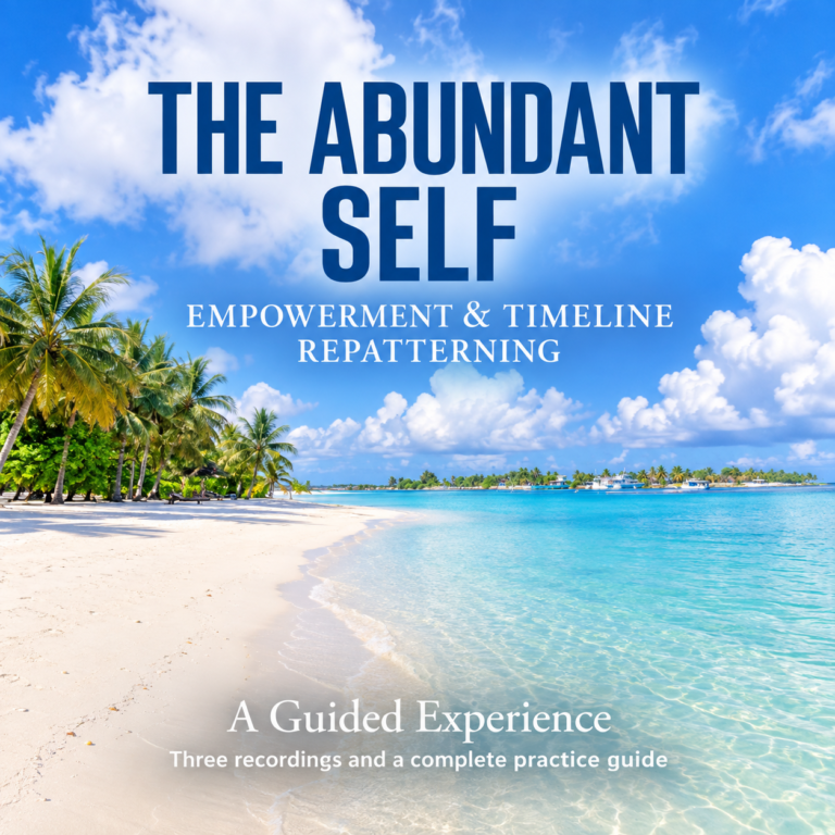 Tropical beach with palm trees, promoting the Abundant Self mini project